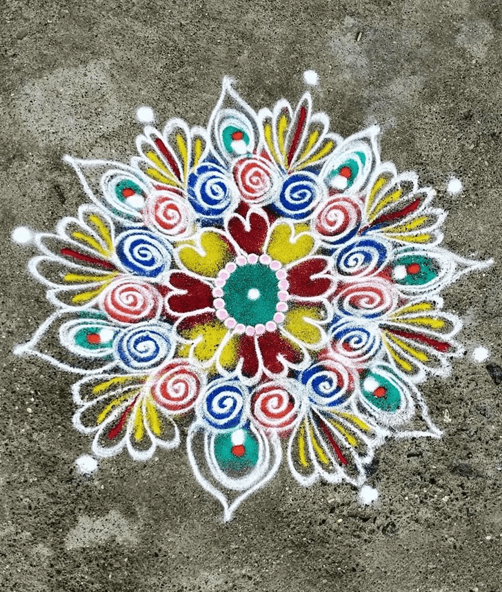 Delicate Anant Chaturdashi Rangoli