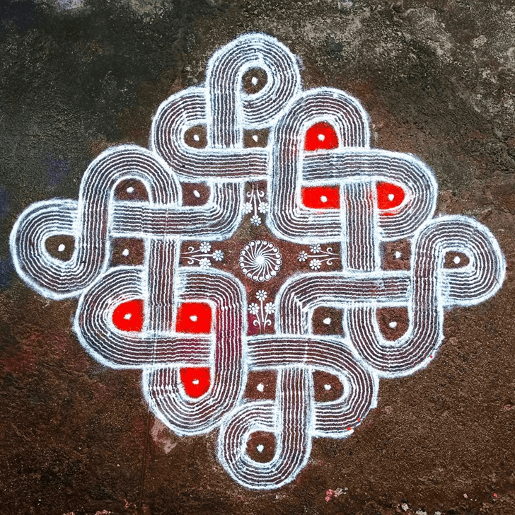 Elegant Anant Chaturdashi Rangoli