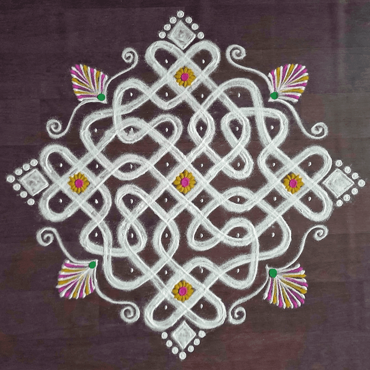 Lovely Anant Chaturdashi Rangoli Design