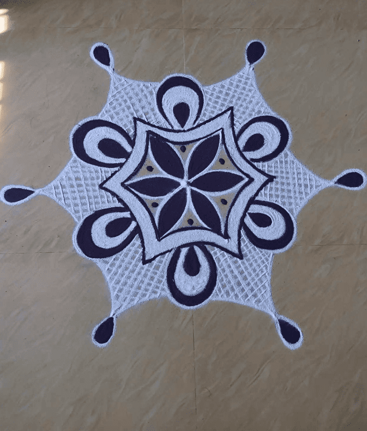 Lovely Asadha Amavasya Rangoli Design