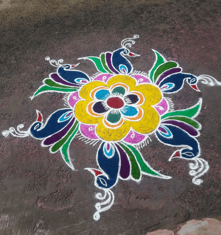 Delicate Asadha Purnima Rangoli