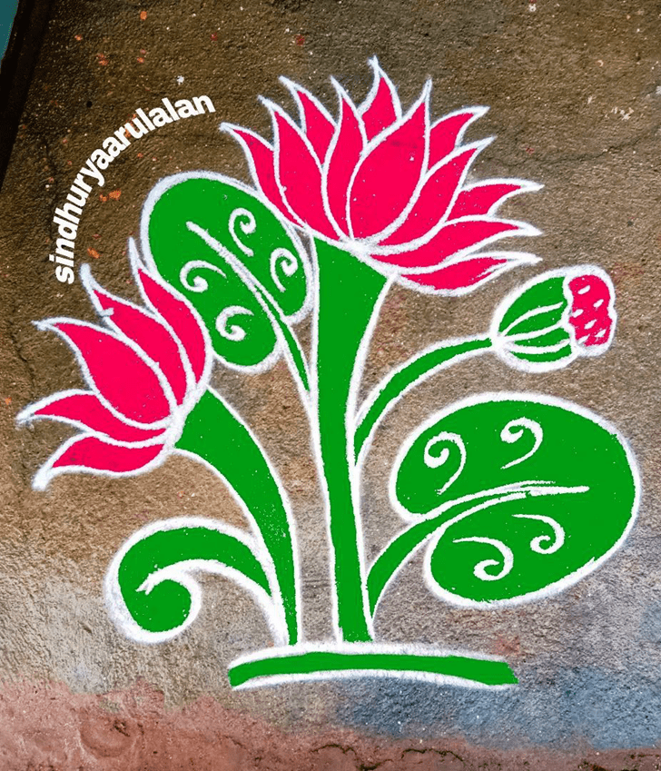 Wonderful Asadha Purnima Rangoli Design