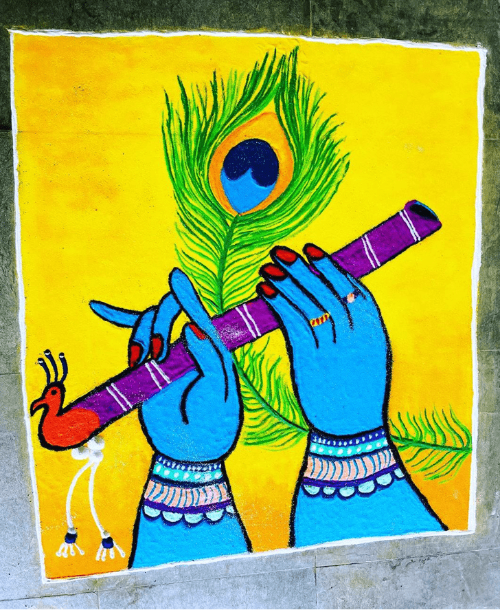 Fetching Bansuri Rangoli