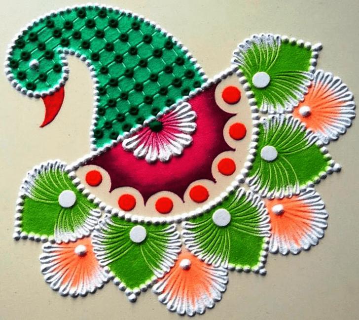 Hard Beautiful Peacock Rangoli