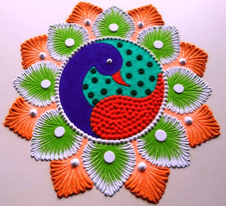 Dazzling Beautiful Peacock Rangoli