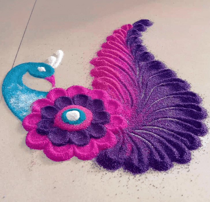 Delicate Beautiful Peacock Rangoli