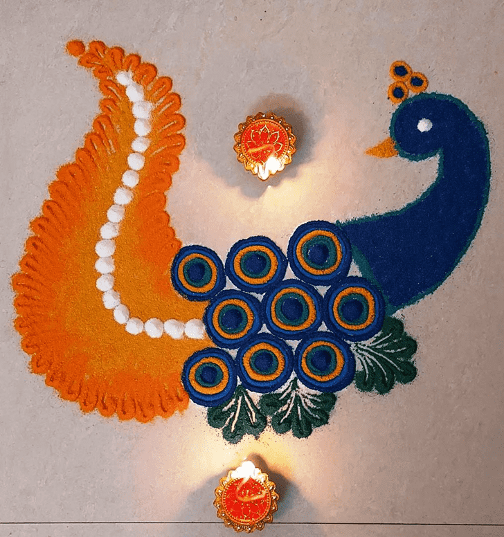 Beautiful Peacock Rangoli