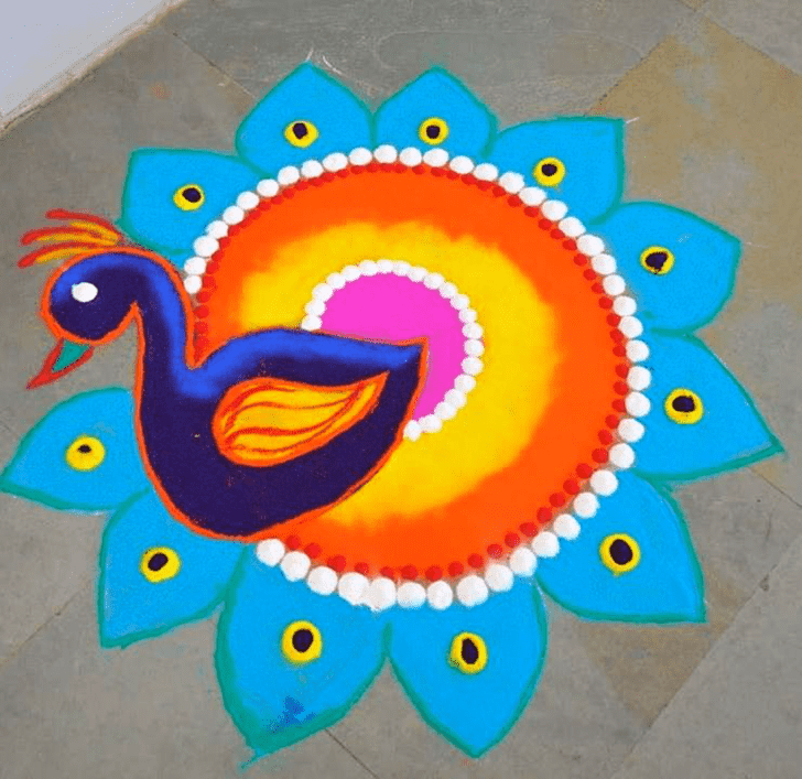 Exquisite Beautiful Peacock Rangoli