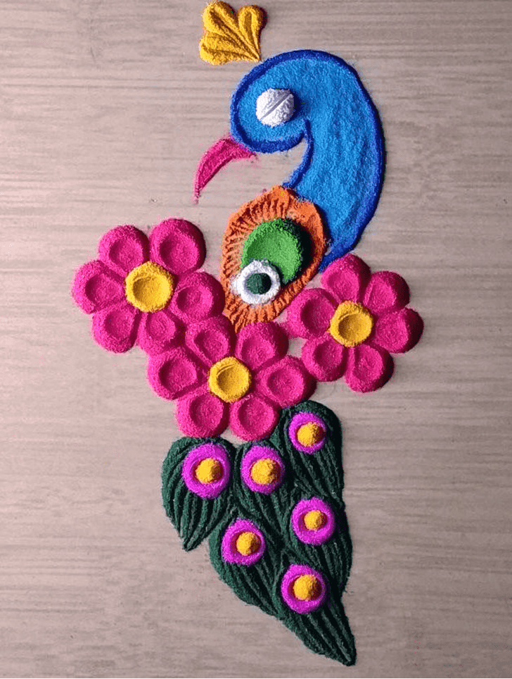 Fair Beautiful Peacock Rangoli