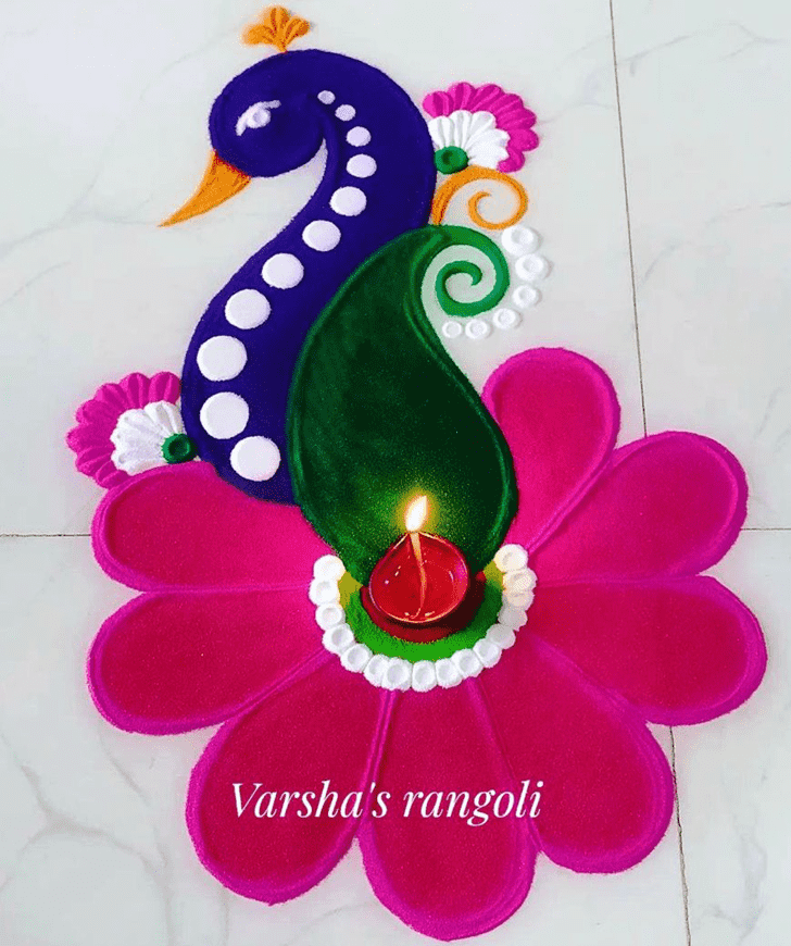 Fascinating Beautiful Peacock Rangoli