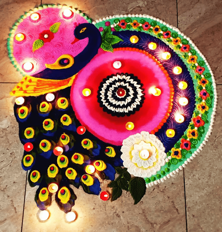 Fetching Beautiful Peacock Rangoli