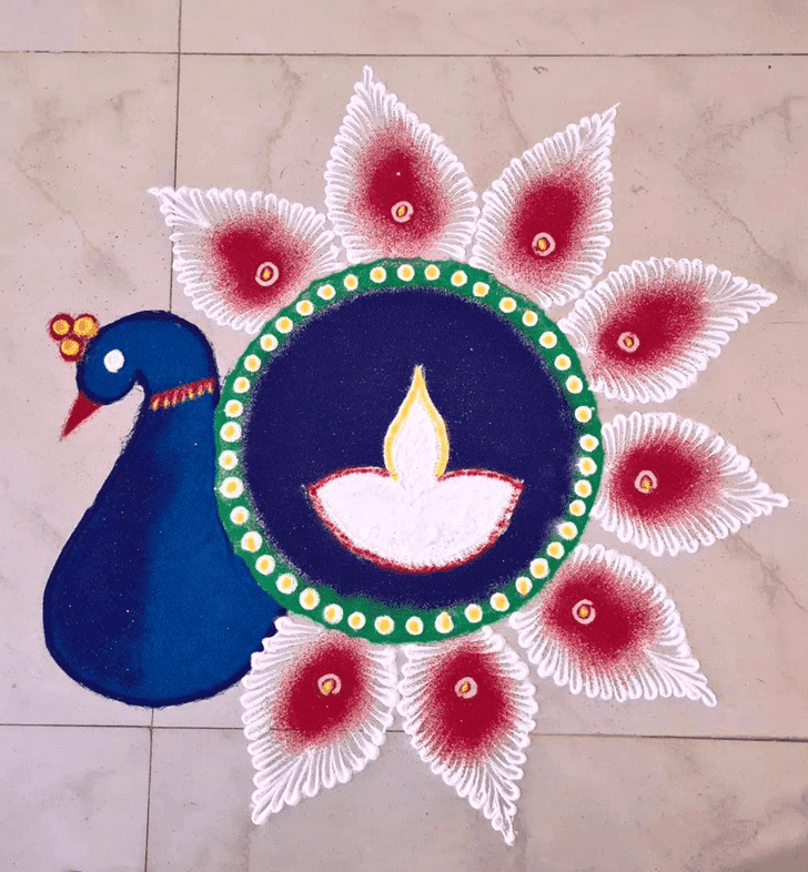 Gorgeous Beautiful Peacock Rangoli