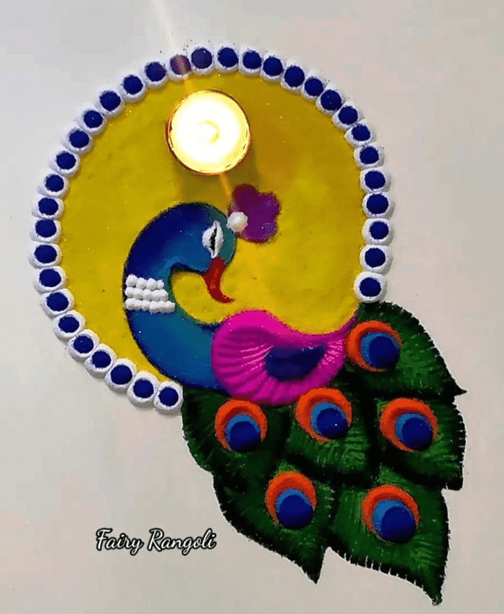 Mesmeric Beautiful Peacock Rangoli