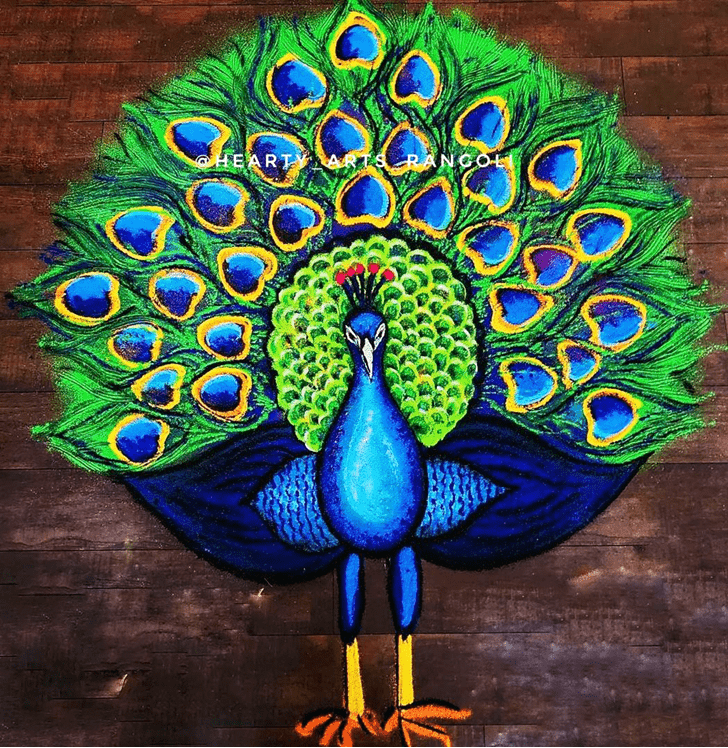 Nice Beautiful Peacock Rangoli