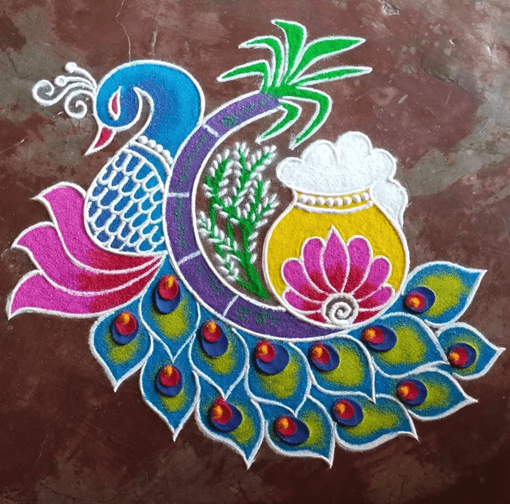 Ravishing Beautiful Peacock Rangoli