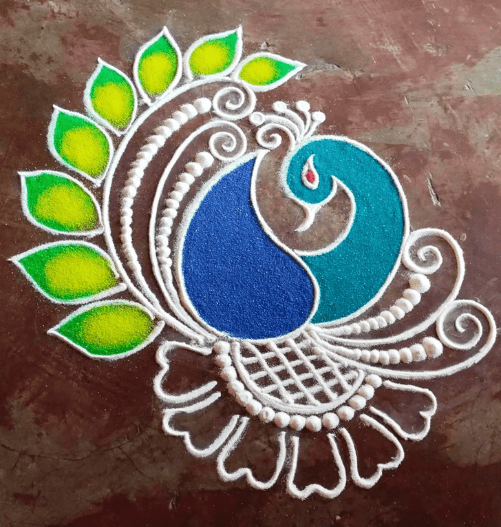 Refined Beautiful Peacock Rangoli