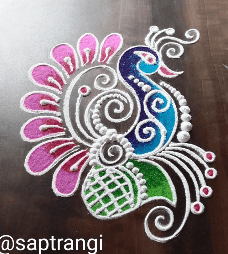 Shapely Beautiful Peacock Rangoli