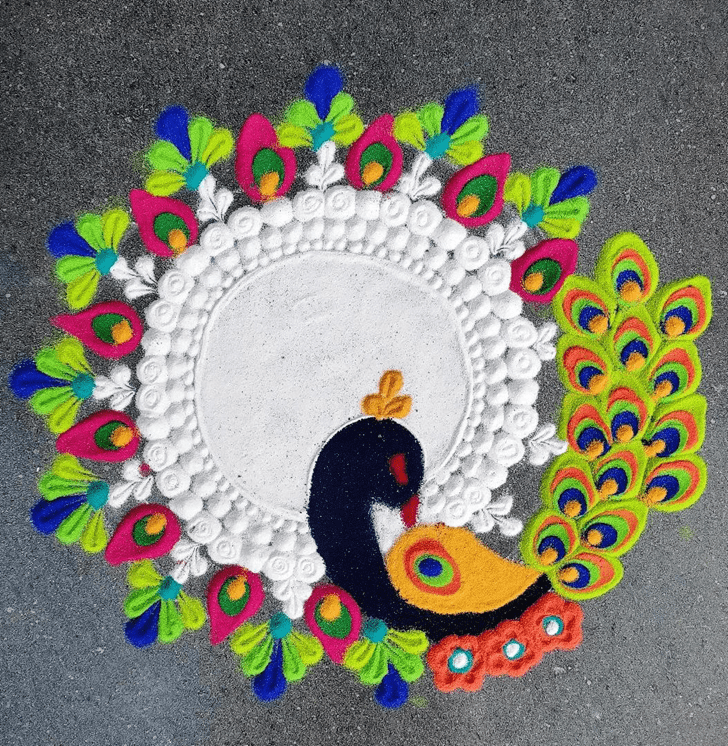 Slightly Beautiful Peacock Rangoli