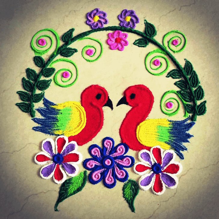 Delightful Bird Rangoli