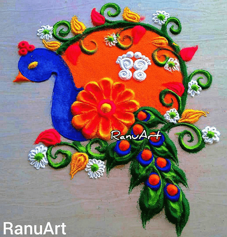 Wonderful Bird Rangoli Design