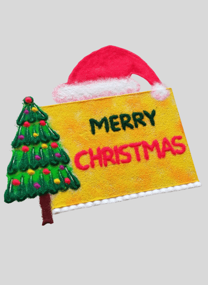 Admirable Merry Christmas Rangoli Design