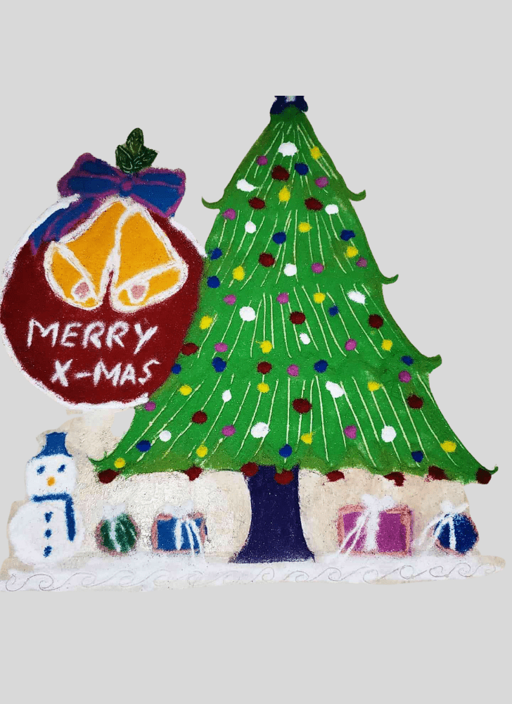 Lovely Merry Christmas Rangoli Design