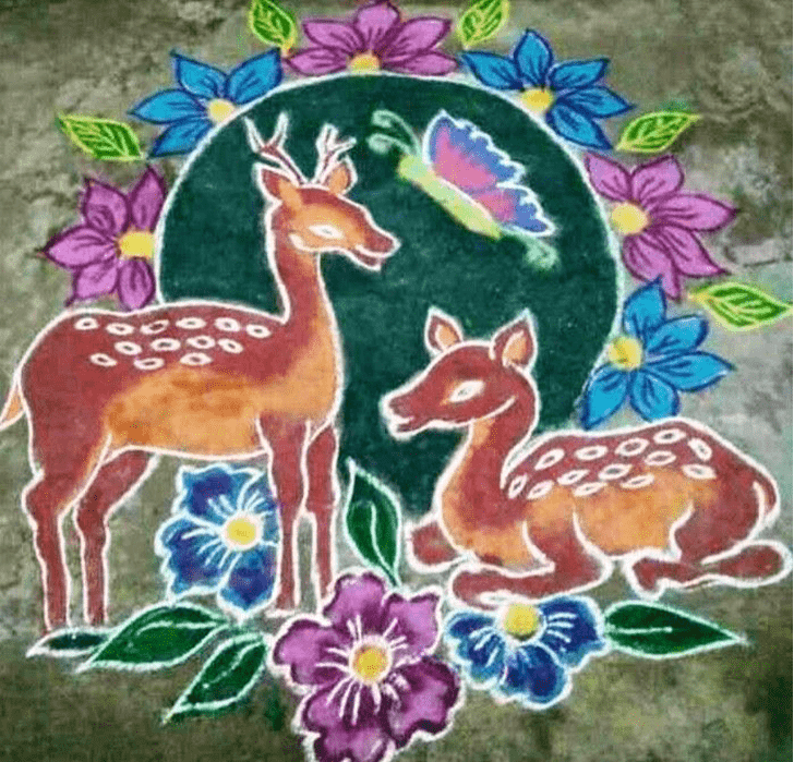 Alluring Deer Rangoli