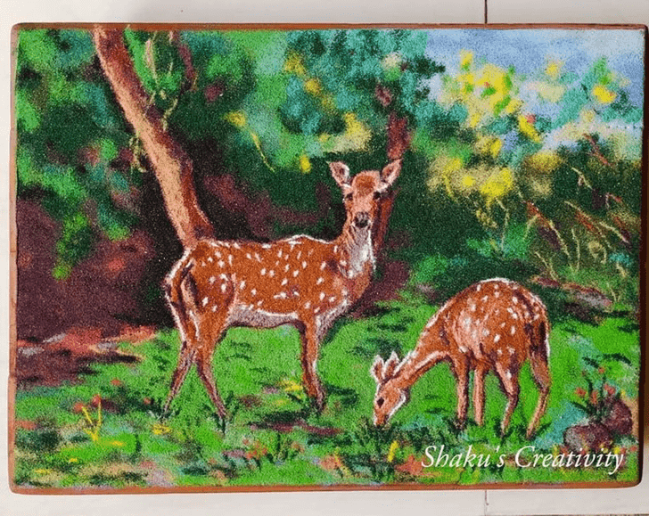 Delightful Deer Rangoli