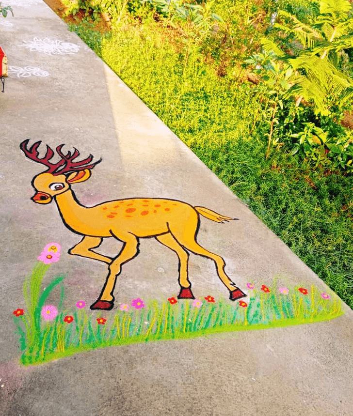 Elegant Deer Rangoli