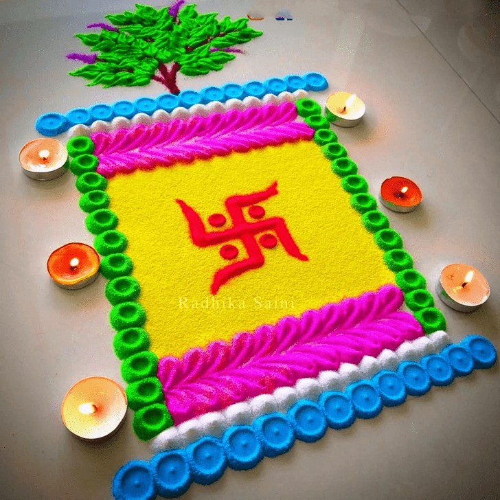 Wonderful Dev Uthani Ekadashi Rangoli Design