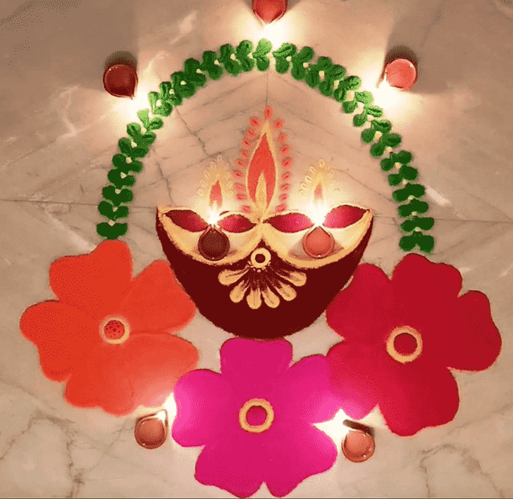 Delicate Diya Rangoli