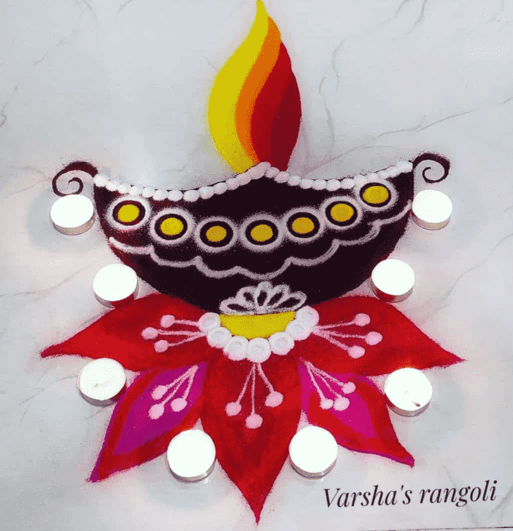 Lovely Diya Rangoli Design