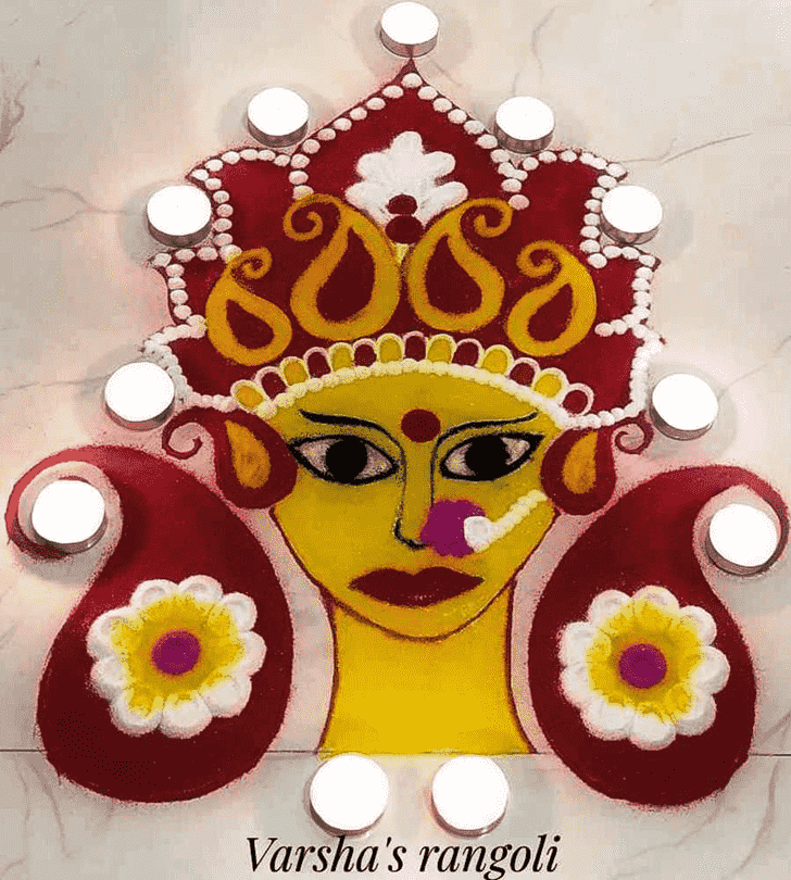 Delightful Durga Rangoli