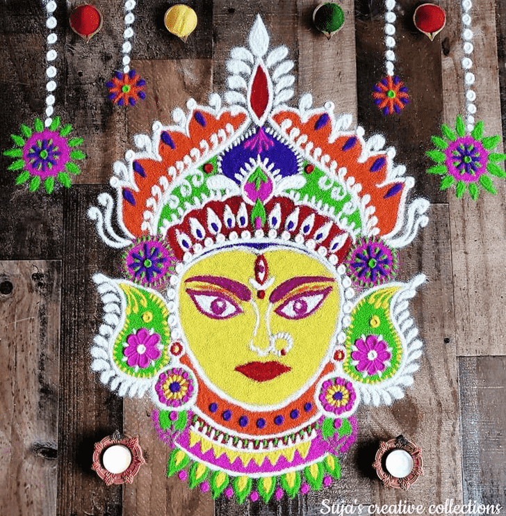 Elegant Durga Rangoli