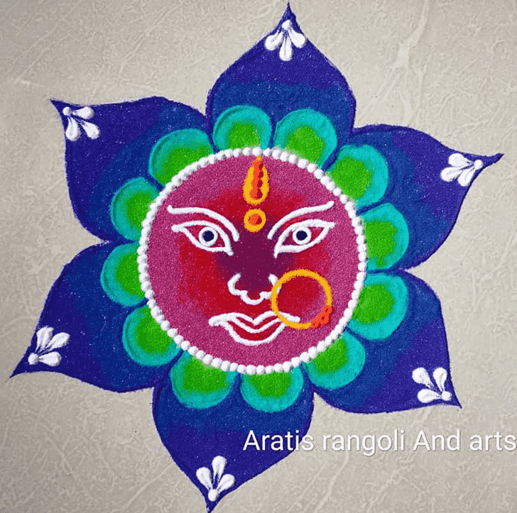 Good Looking Durga Rangoli