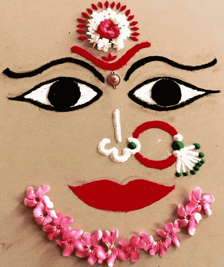 Magnificent Durga Rangoli