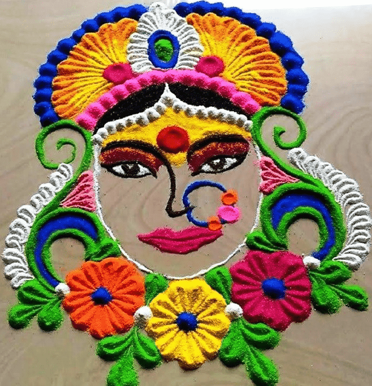 Marvelous Durga Rangoli