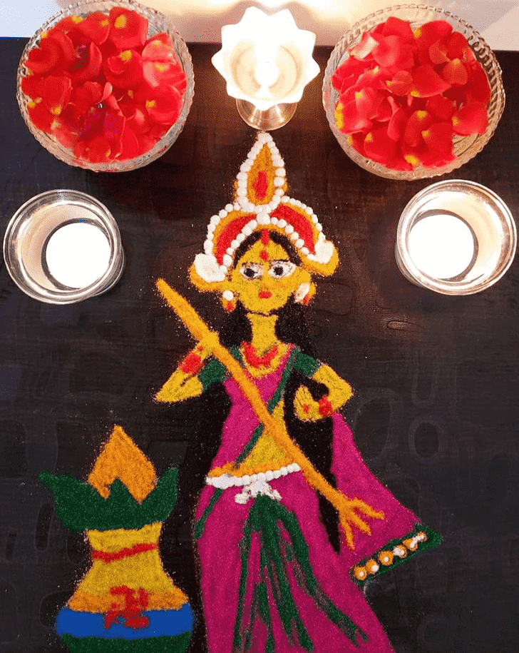 Pretty Durga Rangoli