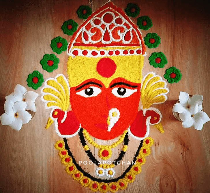 Radiant Durga Rangoli