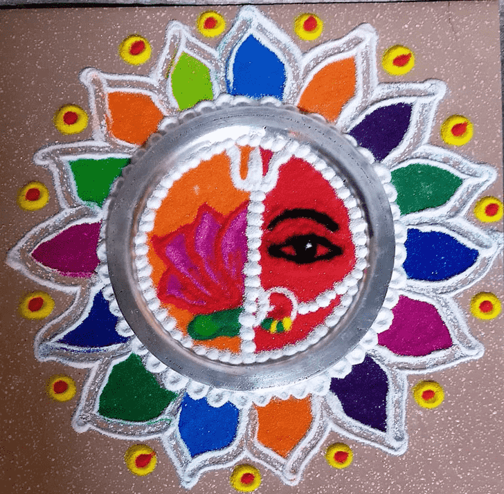 Resplendent Durga Rangoli