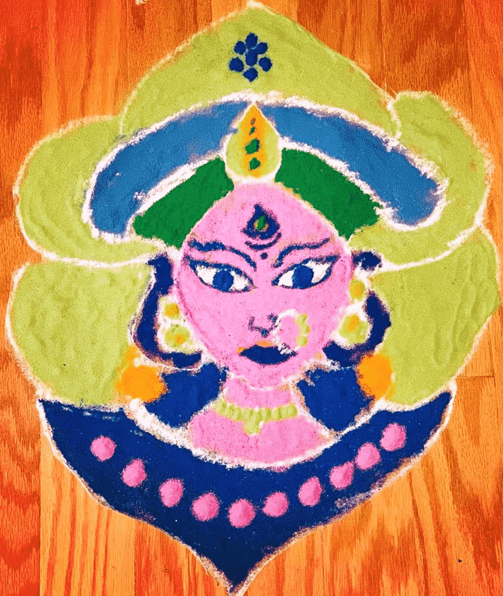 Shapely Durga Rangoli