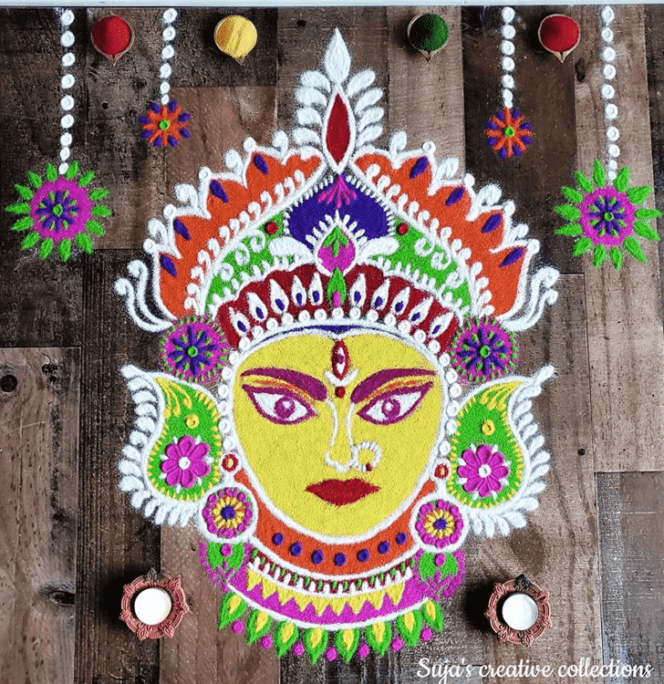 Stunning Durga Rangoli