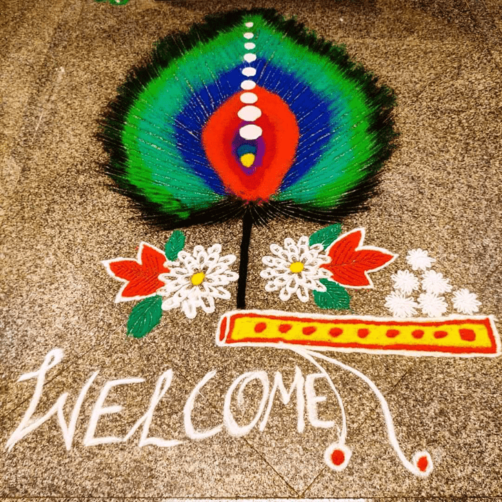 Inviting Flute Rangoli