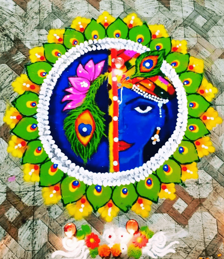 Stunning Flute Rangoli