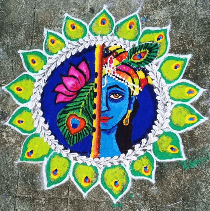 Superb Flute Rangoli