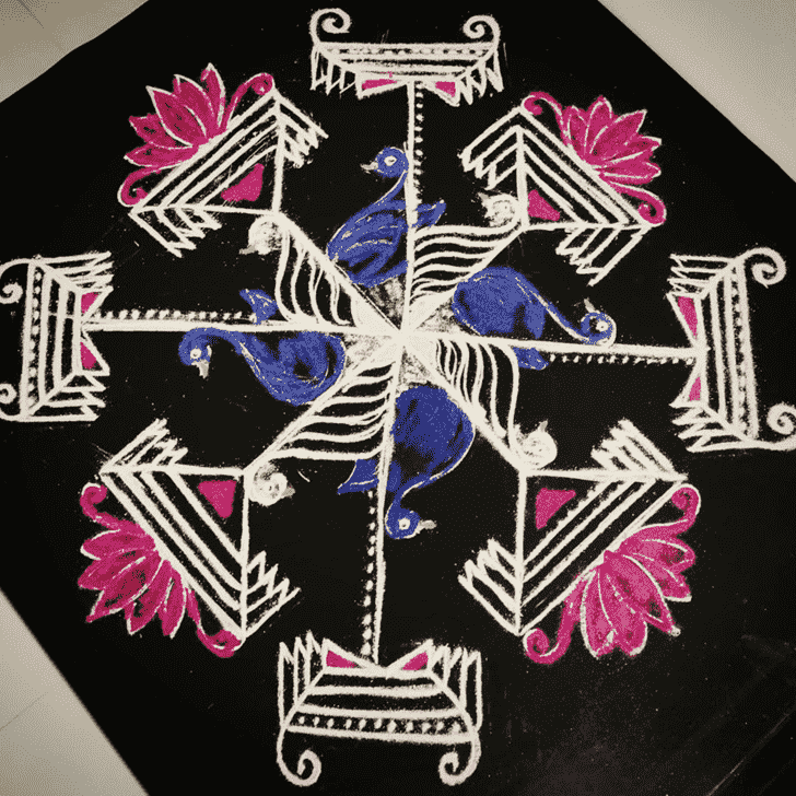 Bewitching Free Hand Rangoli