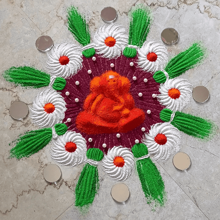 Delicate Ganesh Ji Rangoli