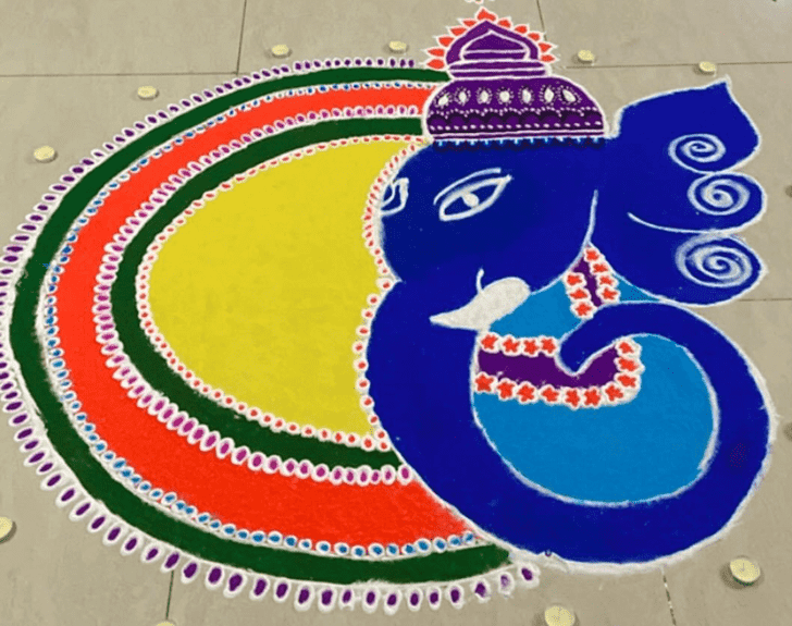 Delightful Ganesh Ji Rangoli