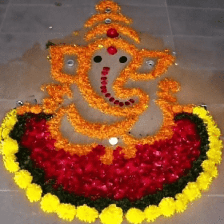 Elegant Ganesh Ji Rangoli