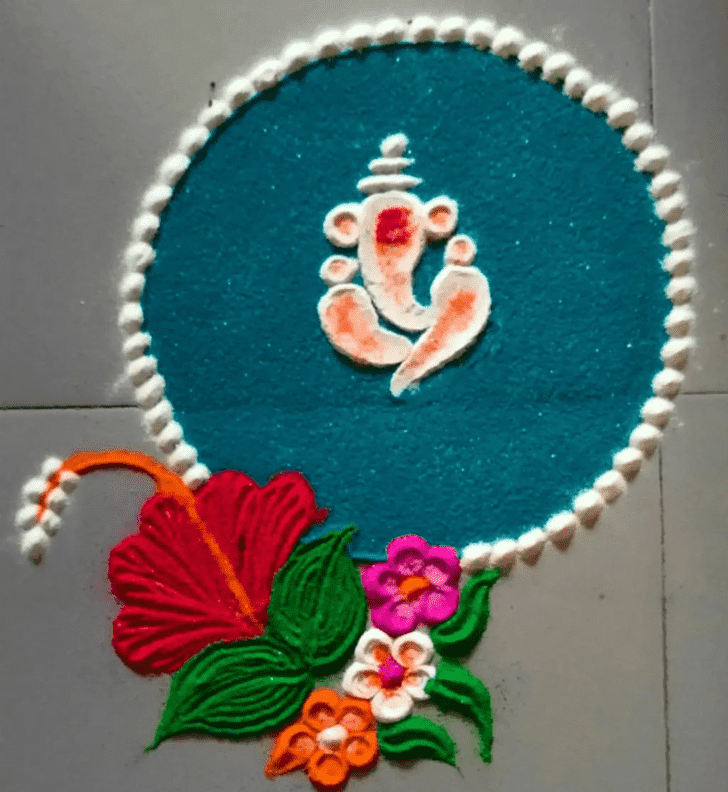 Exquisite Ganesh Ji Rangoli